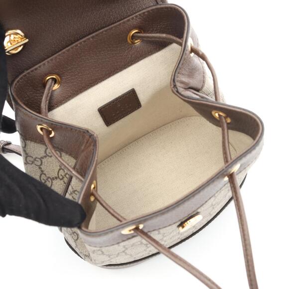 Gucci GG Supreme Backpack Bag Canvas Leather Beige Brown - Picture 3 of 4